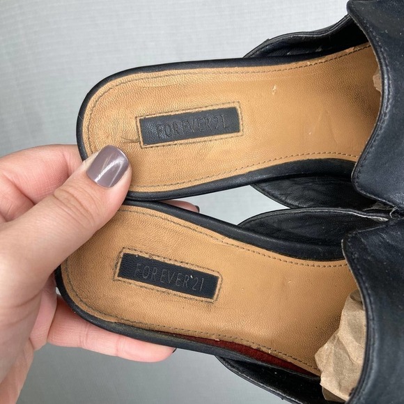 Forever 21 | Black Mule Slip On Shoes Brit‎ Buckle - Picture 6 of 6